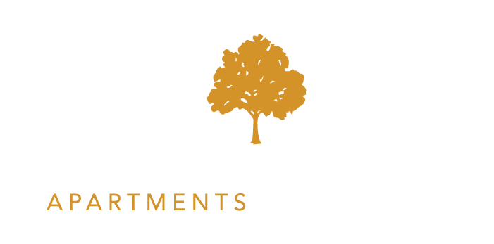 a graphic of an oak tree with the words apartments