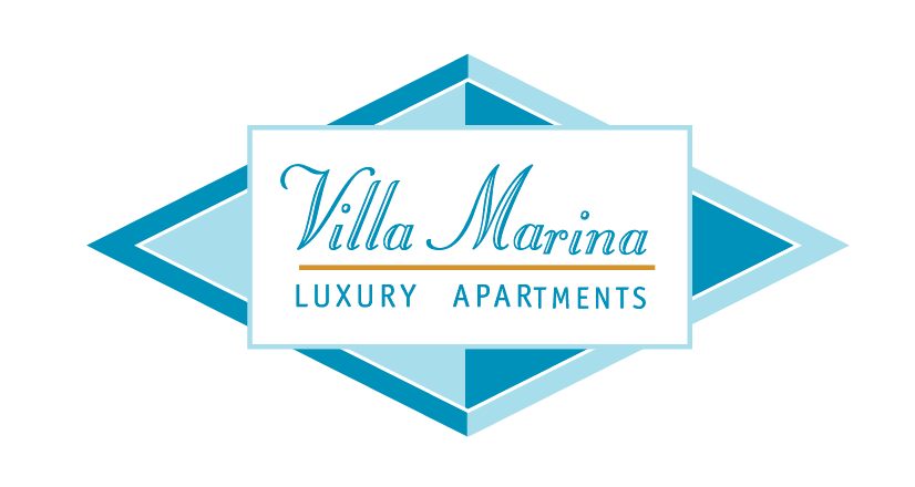 the logo for villa marina luxury apartments