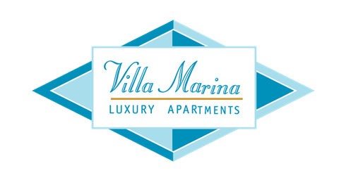 the logo for villa marina luxury apartments