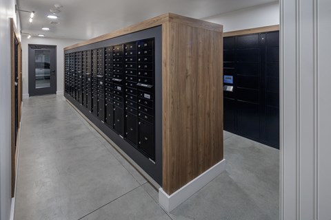 a view of the wine lockers in the tasting room