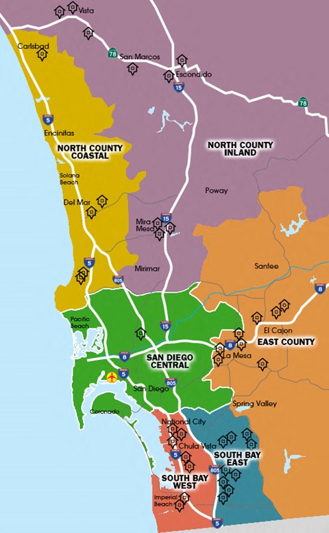 a map of the northeast region of the state