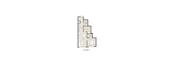 A floor plan of a 1B-E type A apartment.