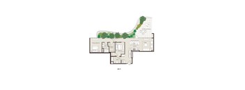 A floor plan of a home with a primary bedroom, a private balcony, a living room, a kitchen, a bathroom, and an entry.