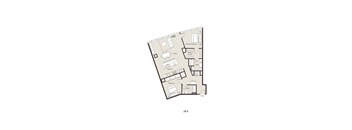 A floor plan of a 2B-K apartment layout.