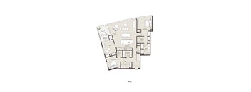 A floor plan of a 2B-Q apartment layout.