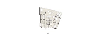 A floor plan of a 3B-C apartment layout.