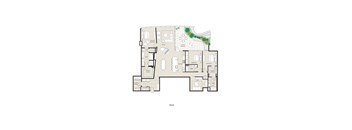 A floor plan of a house with a living room, dining room, kitchen, and multiple bathrooms.