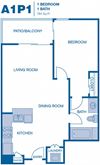 A1P1 Floor Plan A1P1 784 sq.ft. Floor Plan at Sherman Circle, Van Nuys, CA