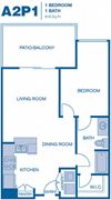 A2P1 Floor Plan A2P1 816 sq.ft. Floor Plan at Sherman Circle, Van Nuys, 91405