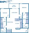 B4P1 Floor Plan B4P1 1,156 sq.ft. Floor Plan at Sherman Circle, Van Nuys, CA, 91405