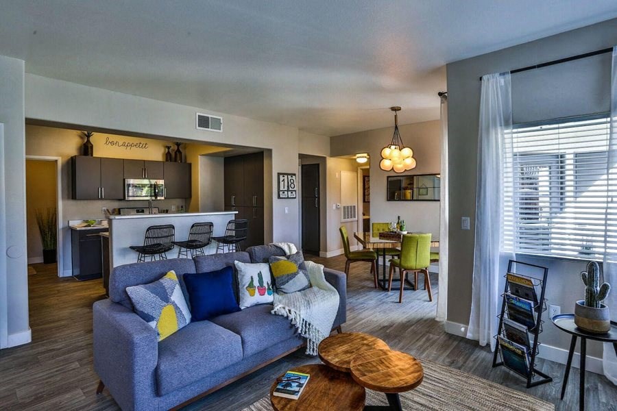 Living Room With Kitchen View at Solitude at Centennial, Las Vegas, 89131