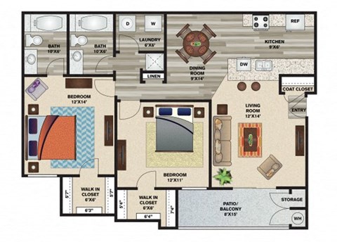 Cascade 1,079 sq.ft. Floor Plan at Solitude at Centennial, Las Vegas, Nevada