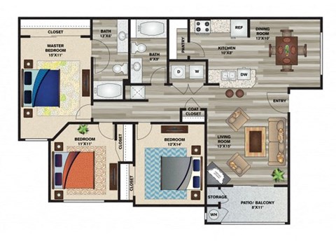 Everglade 1,250 sq.ft. Floor Plan at Solitude at Centennial, Las Vegas