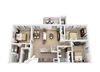 C1 Floor plan 3 Bed - 2 Bath |1,150 sq. ft.