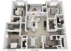 furnished 3D rendering of floor plan C1