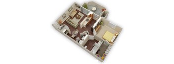 1 bed 1 bath Onyx floor plan  at Stone Canyon Apartments, Riverside