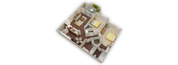 2 bed 2 bath Terrazo floor plan  at Stone Canyon Apartments, California