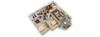 2 bed 2 bath H Terrazo floor plan  at Stone Canyon Apartments, Riverside, 92507