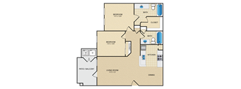 B2 floor plan 960 sf