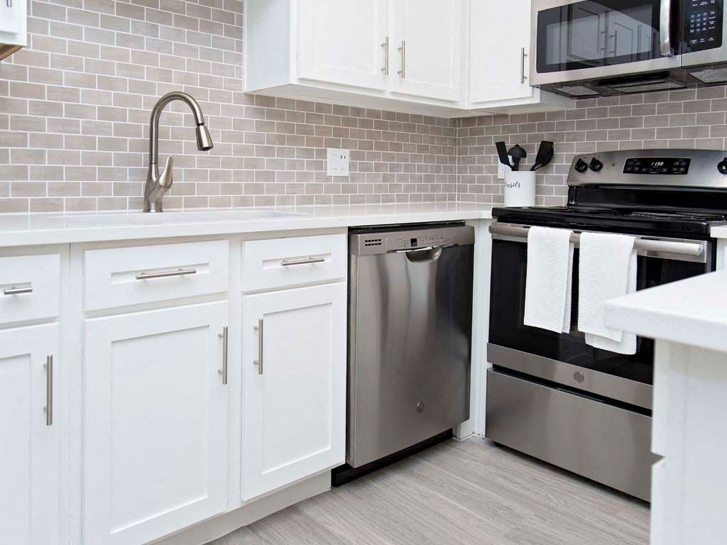 Apartment home renovated kitchen, appliances and sink