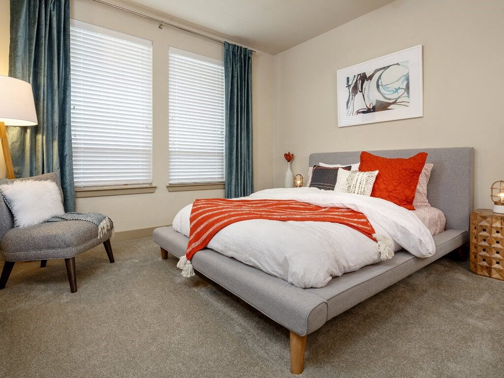 furnished apartment model bedroom