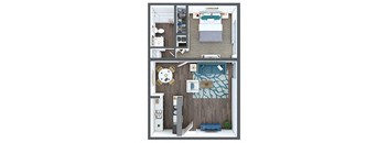 One Bed One Bath Floor Plan  at 5400 Vistas, Las Vegas, Nevada