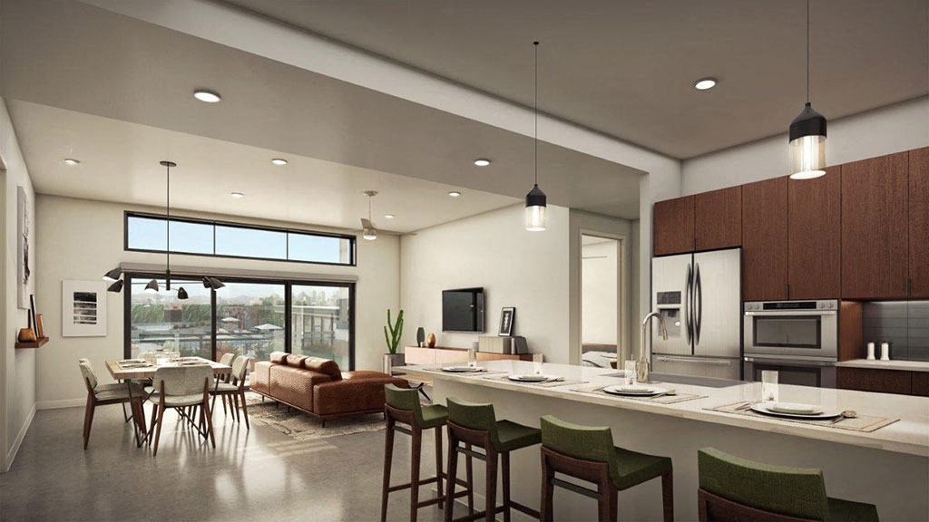 The Battery kitchen and living room