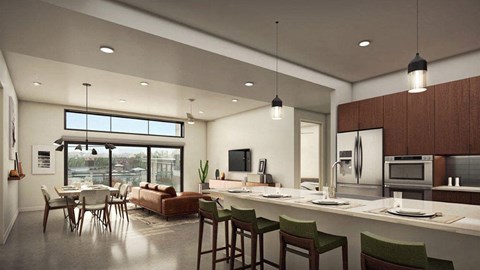 The Battery kitchen and living room