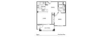 Type 1 A 1 Bedroom Floor Plan