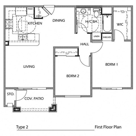 Type 2 A 2 Bedroom Floor Plan