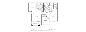 Type 3 A 2 Bedroom Floor Plan
