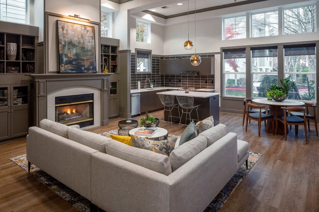 Clubroom With Fireplace at Lionsgate South, Hillsboro