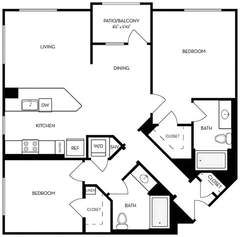 Two bedroom two bathroom