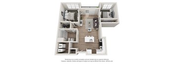 2 bedroom 1 bathroom B1 Floor Plan at Velo Village Apartments, Franklin, 53132