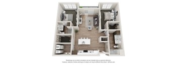 2 bedroom 2 bathroom B2 Floor Plan at Velo Village Apartments, Franklin