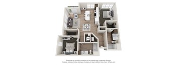 2 bedroom 2 bathroom B4 Floor Plan at Velo Village Apartments, Franklin, WI