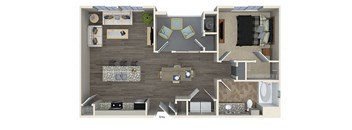 846 sq.ft. A3 Floor plan, at SETA, 7346 Parkway Dr, CA