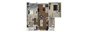 1094 sq.ft. B1 Floor plan, at SETA, 7346 Parkway Dr