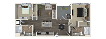 1096 sq.ft. B2 Floor plan, at SETA, La Mesa, CA
