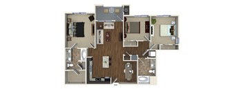 1369 sq.ft. C1 Floor plan, at SETA, La Mesa, California