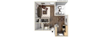 Studio 1 bath floor plan  at Navajo Bluffs, San Diego, CA