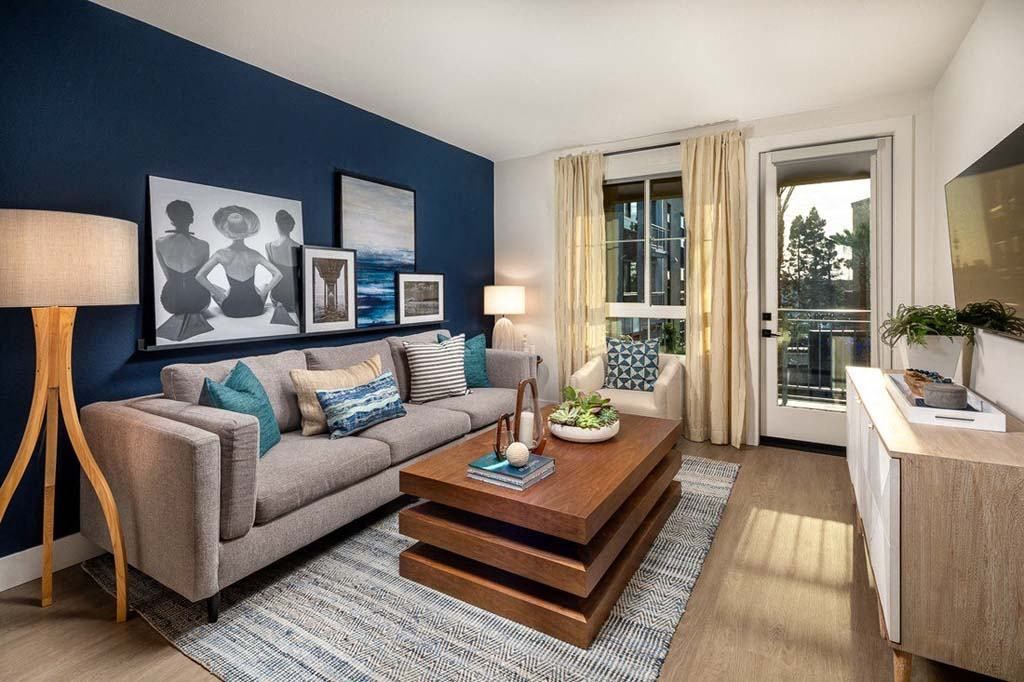 living room at The Lofts at Carlsbad Village, Carlsbad California