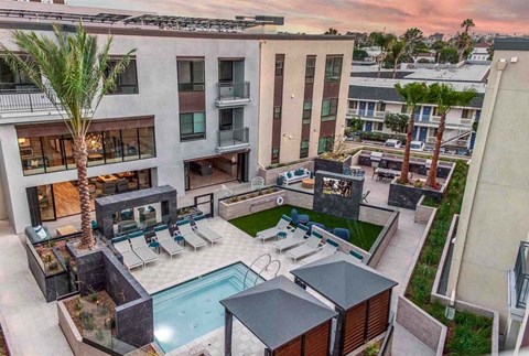 Aerial of Spa Area at The Lofts at Carlsbad Village, Carlsbad, 92008