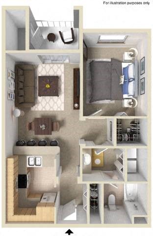 723 sq.ft. Pinnacle Floor Plan, at Greenfield Village, 5540 Ocean Gate Lane
