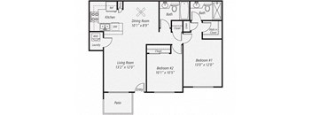 925 sq.ft. Two Bedroom/Two Bath Renovated Floor plan, at Park Pointe, El Cajon, 92019