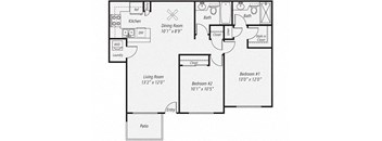 925 sq.ft. Two Bedroom/Two Bath Floor plan, at Park Pointe, El Cajon, California