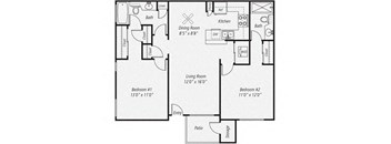 945 sq.ft. Dual Master Renovated Floor plan, at Park Pointe, 2450 Hilton Head Place, CA