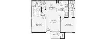 945 sq.ft. Dual Master Floor plan, at Park Pointe, CA, 92019