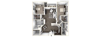 Two Bedroom Two Bath Floorplan  at Altura, San Diego, 92130
