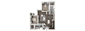 Two Bedroom Two Bath Floorplan  at Altura, California